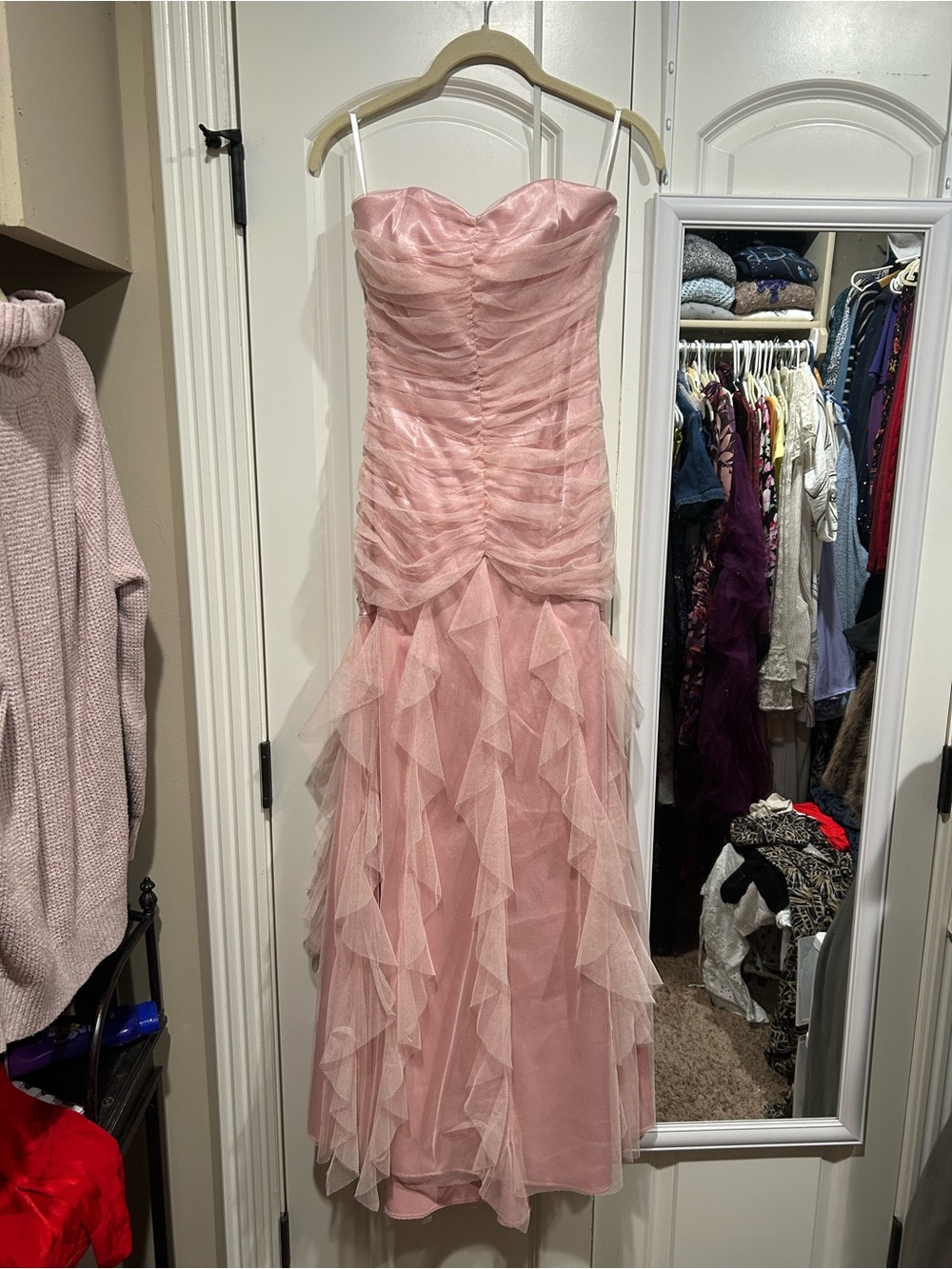 Jessica McClintock Soft Pink Satin Evening Dress
